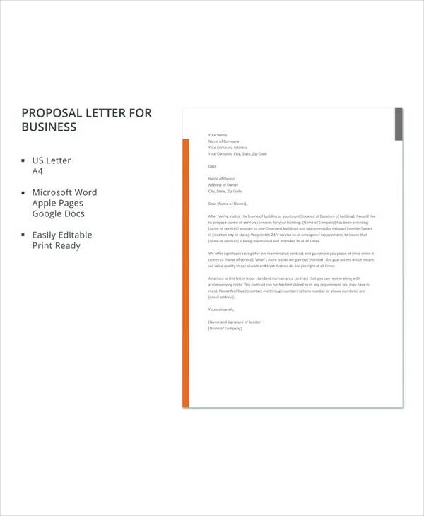 free proposal letter for business template