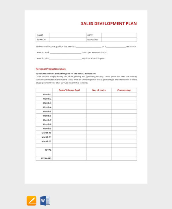 free sales development plan template