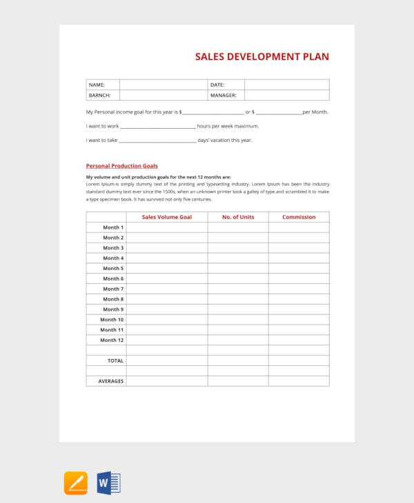 Sales Plan Template Excel Free Download