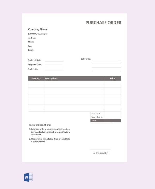free simple purchase order confirmation template