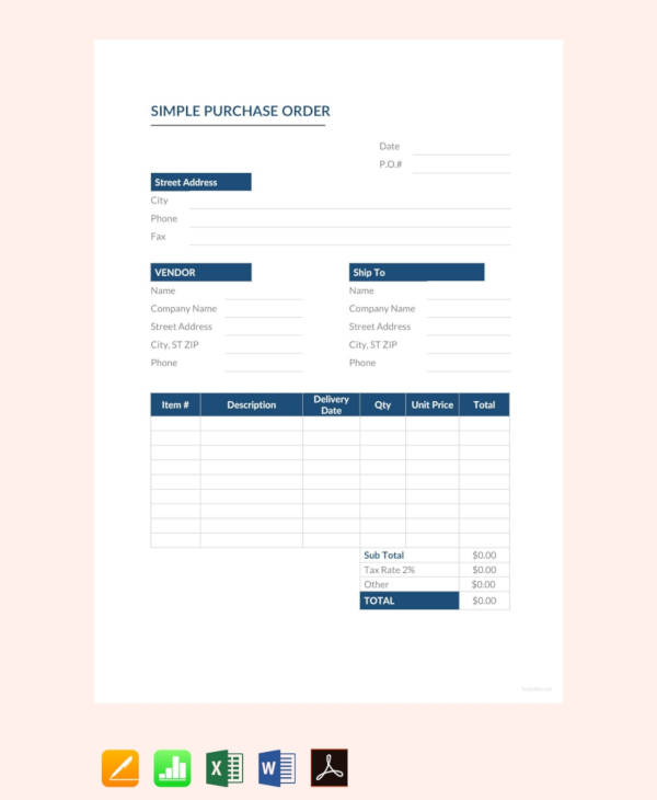 free simple purchase order template