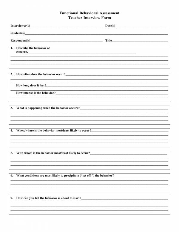 functional behavioral assessment teacher interview form 1