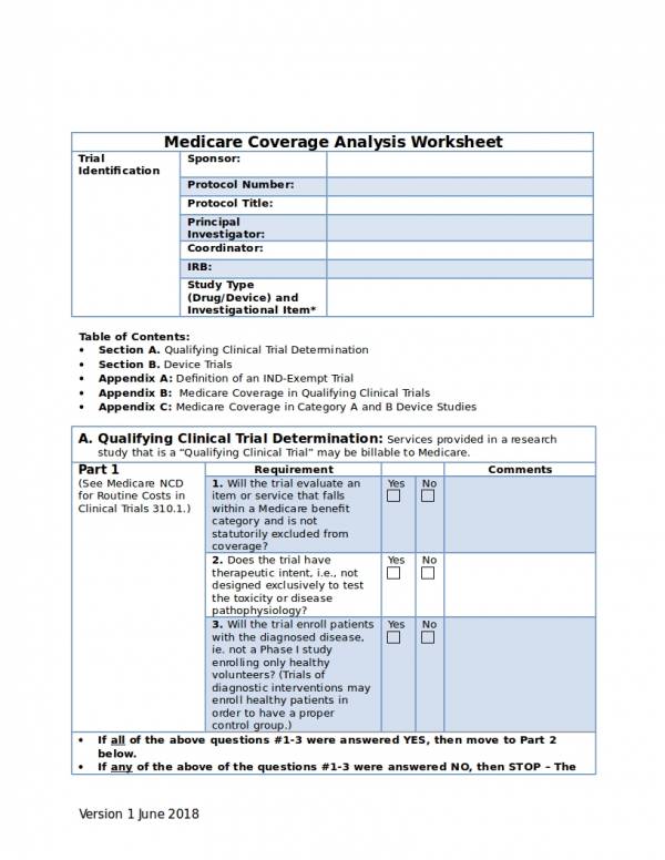 medicare coverage analysis template