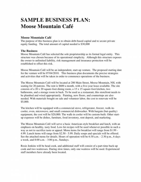 Mountain Cafe Business Operational Plan 01 