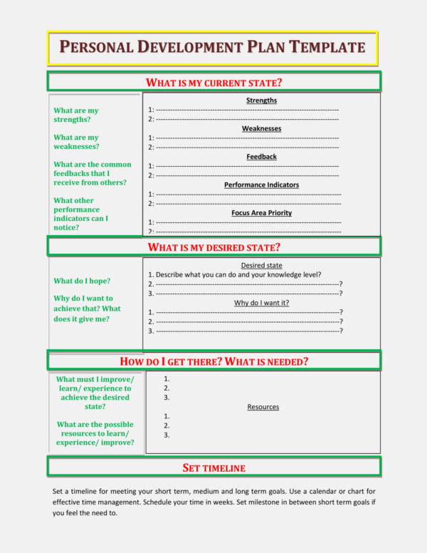 one page personal development plan template 1