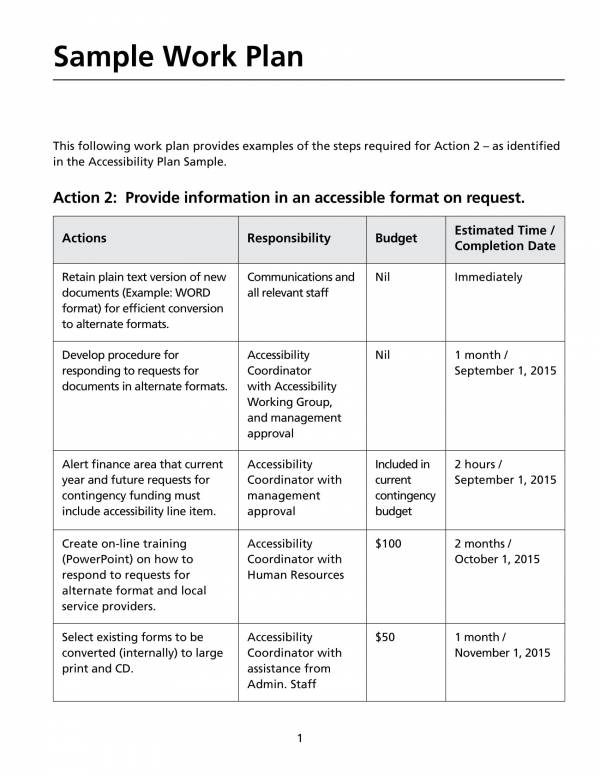 FREE 20  Work Plan Templates in PDF MS Word