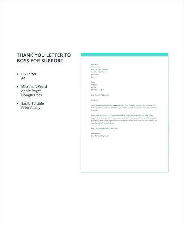 24+ Sample Thank You Letter Templates to Boss PDF, DOC, Apple Pages