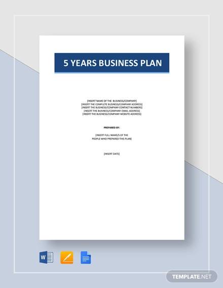 5 year business plan examples