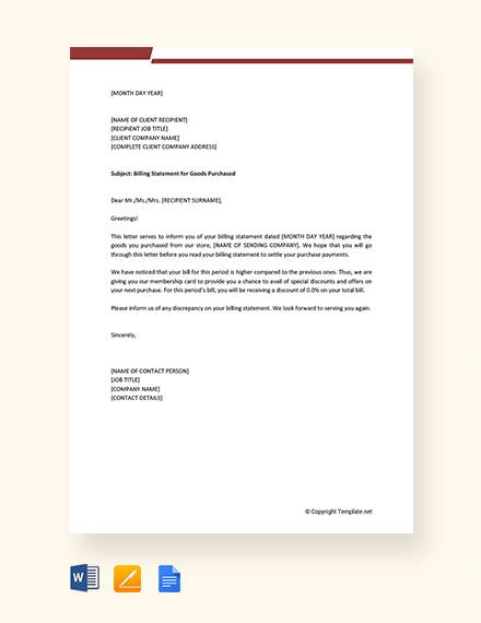 billing statement letter