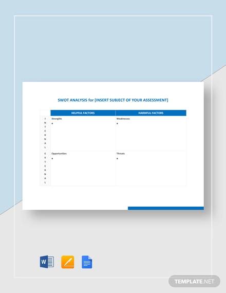 blank swot analysis template