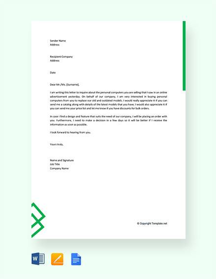 FREE 8 Sample Business Enquiry Letter Templates In PDF MS Word 