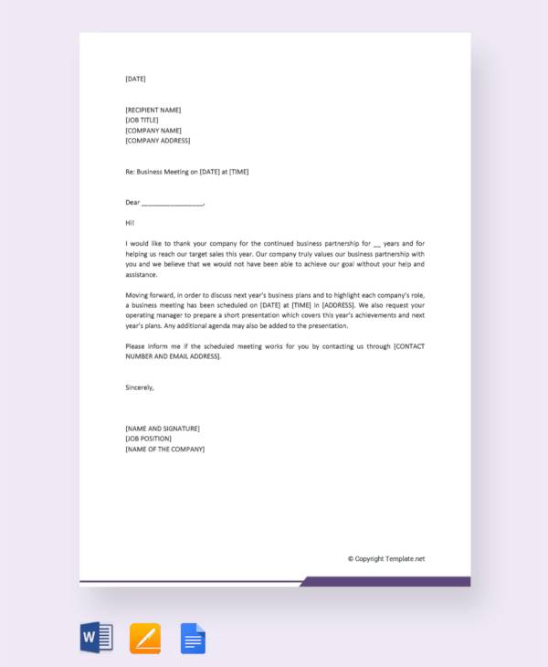 Sample Meeting Letter Of Invitation - visa