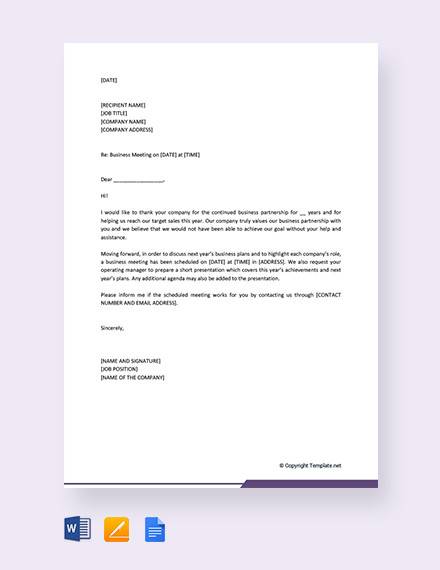 Free 12 Business Meeting Invitation Letter Templates In Pdf Ms Word Google Docs