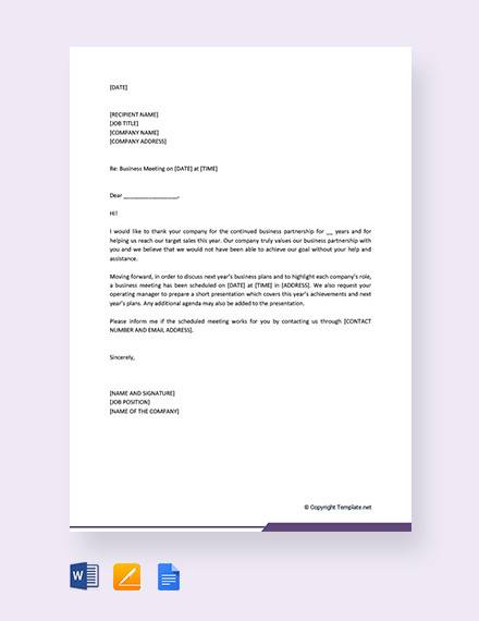 FREE 13+ Sample Business Meeting Invitation Letter Templates in MS Word