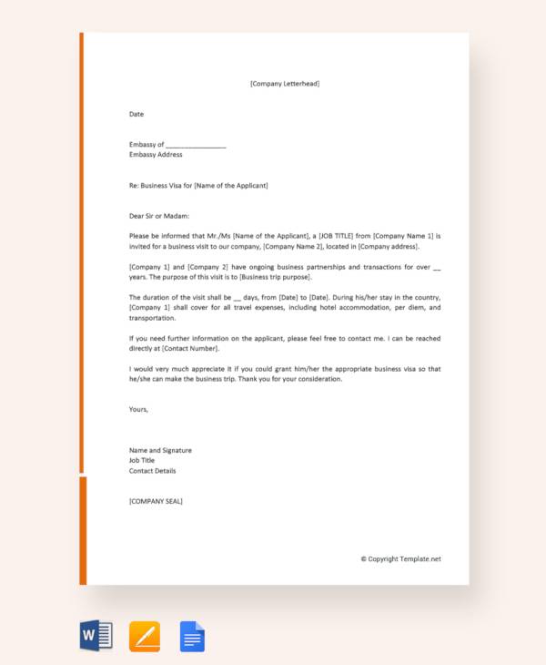 business invitation letter for visa