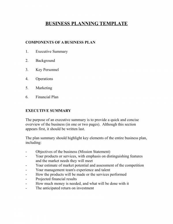 business plan sample template 1