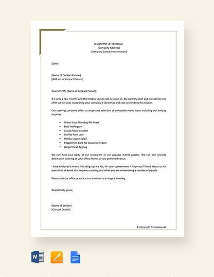 catering company proposal letter