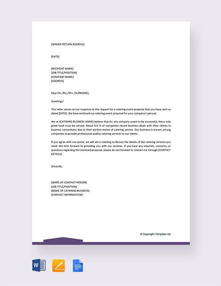 catering event proposal letter