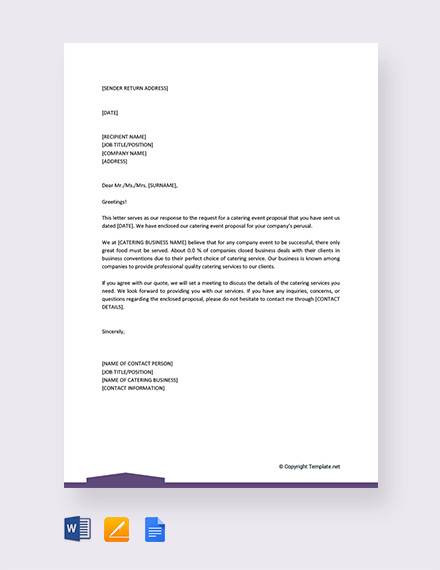 FREE 13+ Sample Catering Proposal Letter Templates in PDF | MS Word