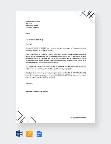 Job Reference Letter For Apartment