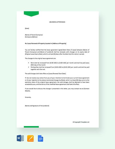 commercial lease renewal letter