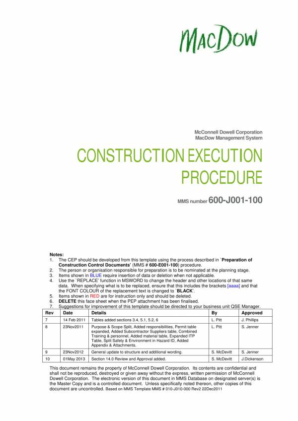 construction execution procedure 01