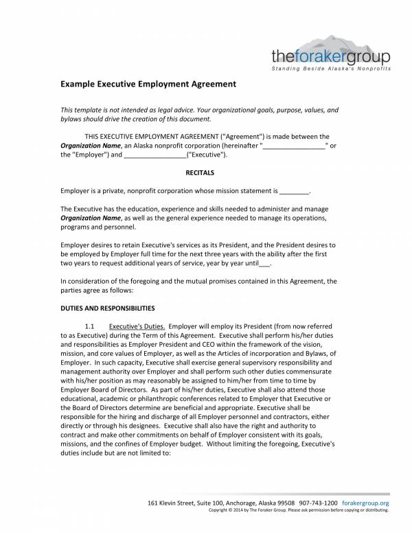 detailed executive employment agreement template 1