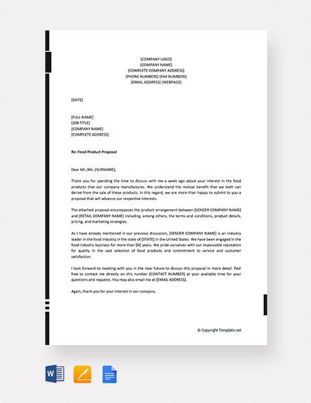 food product proposal letter