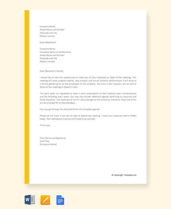 Format Of A Formal Invitation Letter