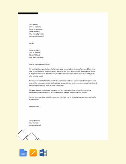 Free 11 Sample Closing Business Letter Templates In Pdf Ms Word