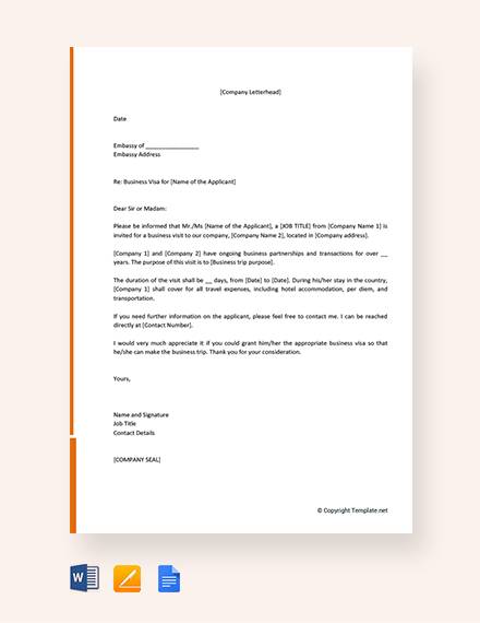 FREE 17 Invitation Letters For Visa Templates Samples In PDF MS 