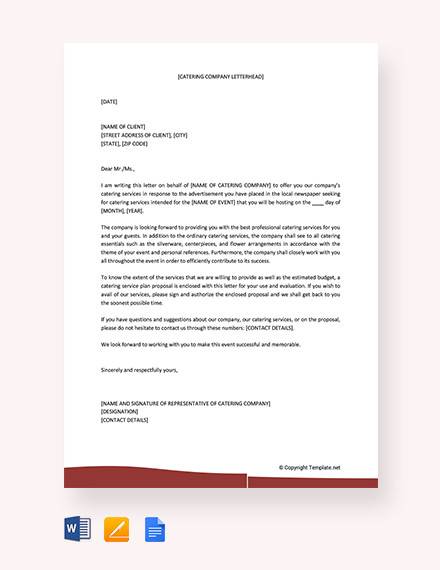 free catering proposal letter