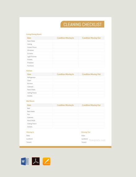 free cleaning checklist template