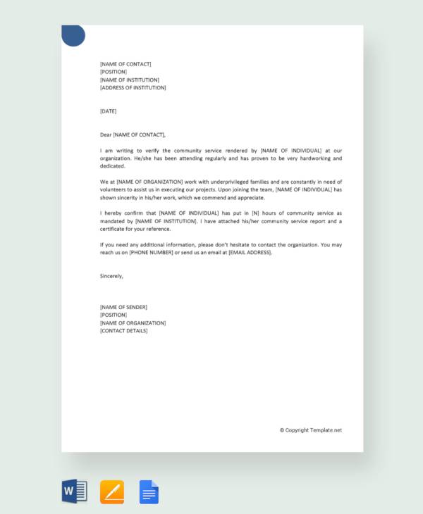 FREE 25+ Sample Community Service Letter Templates in PDF MS Word