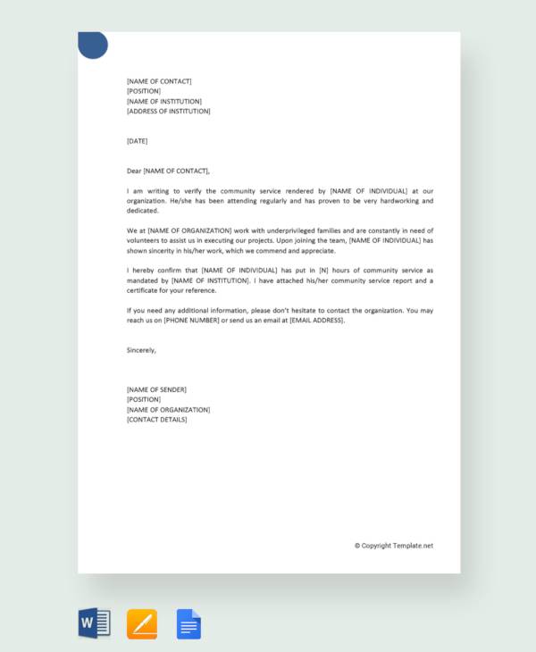 FREE 25+ Sample Community Service Letter Templates in PDF ...