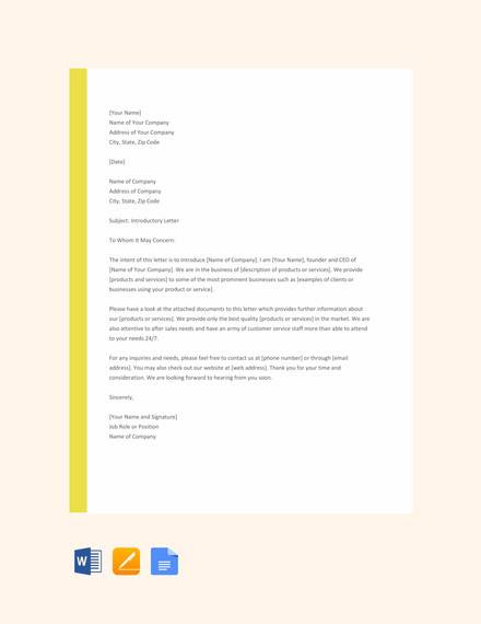 free company introduction letter format