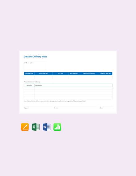 free custom delivery notes template