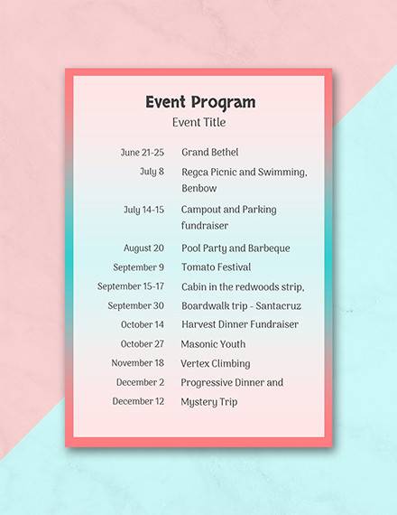 Free 38 Event Program Templates In Pdf Ms Word