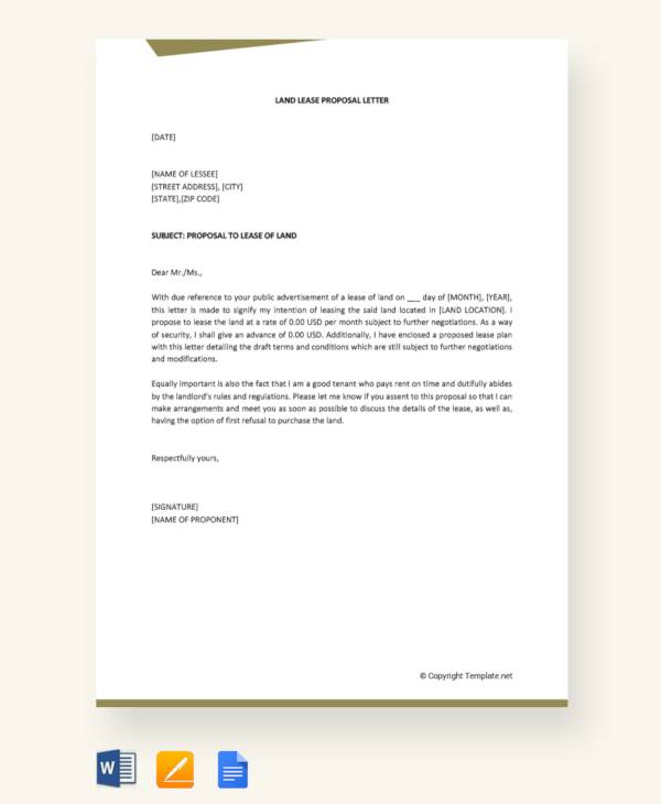 FREE 15  Sample Lease Proposal Letter Templates in MS Word Google