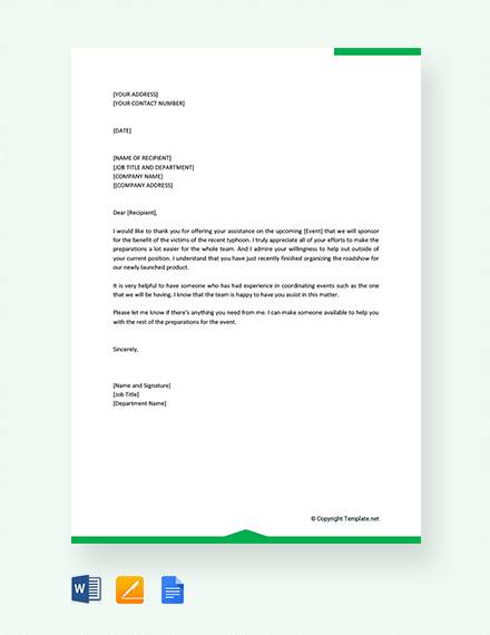 free professional thank you letter for support