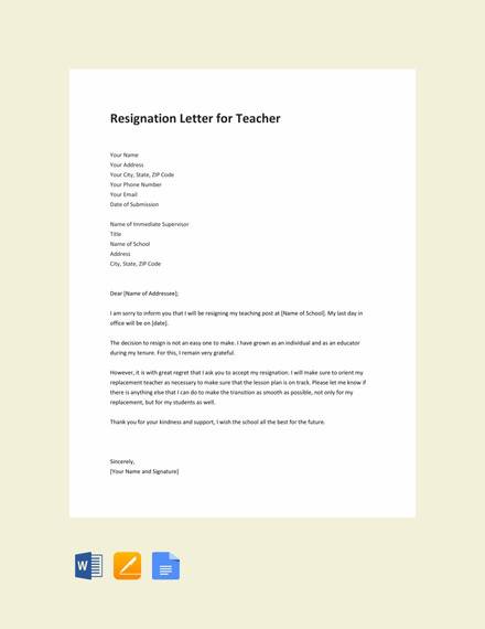 Resignation Letter In School Teacher Cv Format For Journalist