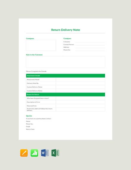 free return delivery note template
