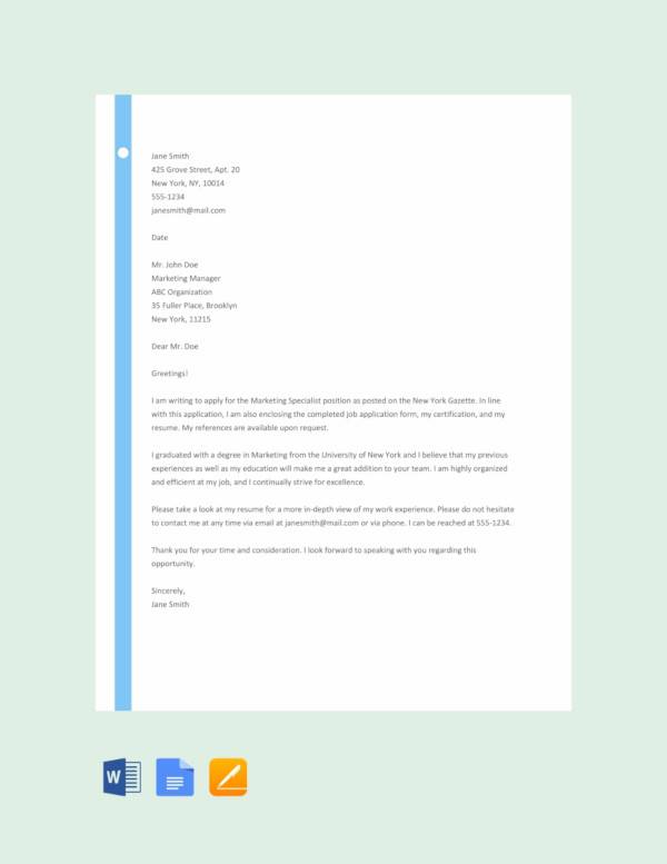FREE 14+ Application Letter Templates in PDF | MS Word | Excel