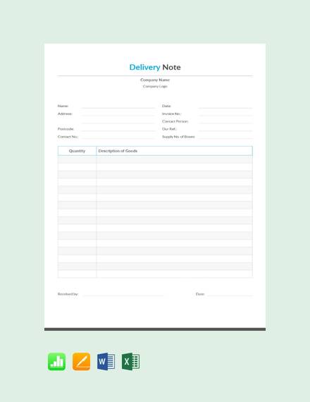 FREE 36 Sample Delivery Note Templates In MS Word Numbers Pages 