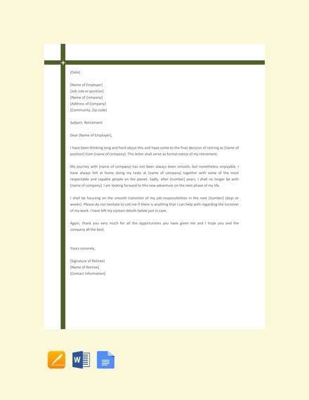 free simple retirement letter template