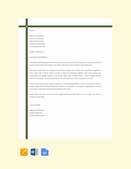 FREE 31 Sample Useful Retirement Letter Templates In Microsoft MS Word 