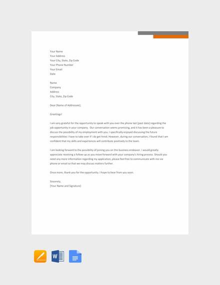 free thank you letter after phone interview template