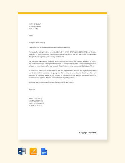 free wedding event proposal letter