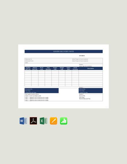 goods delivery note template