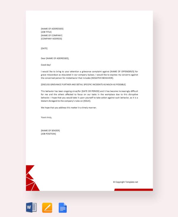 free-14-sample-grievance-letter-templates-in-pdf-ms-word